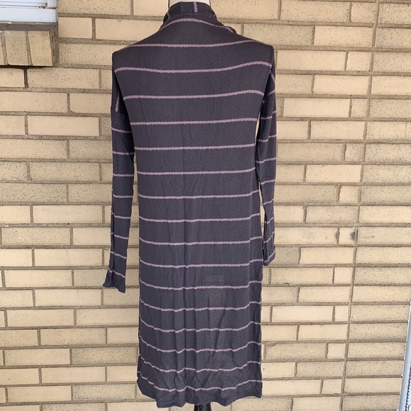 ❌DONATED❌Cherish Charcoal Gray Stripe Lightweight Knit Duster Cardigan Top - Picture 7 of 12